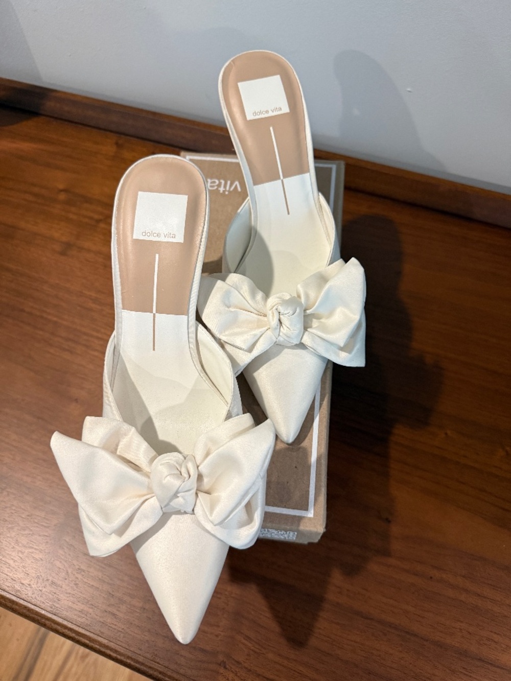 Dolce Vita Kayli White Satin Mules